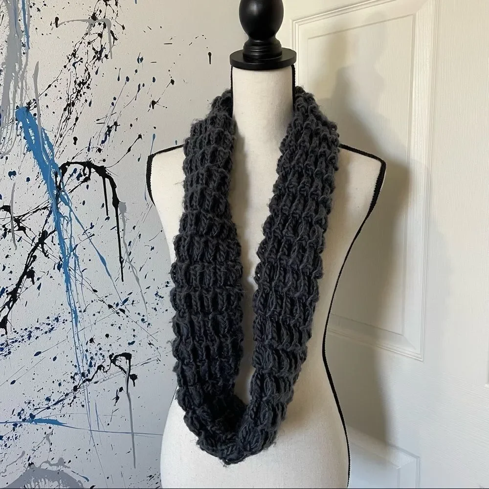 Charcoal Warm and Soft Crocheted Infinity Scarf